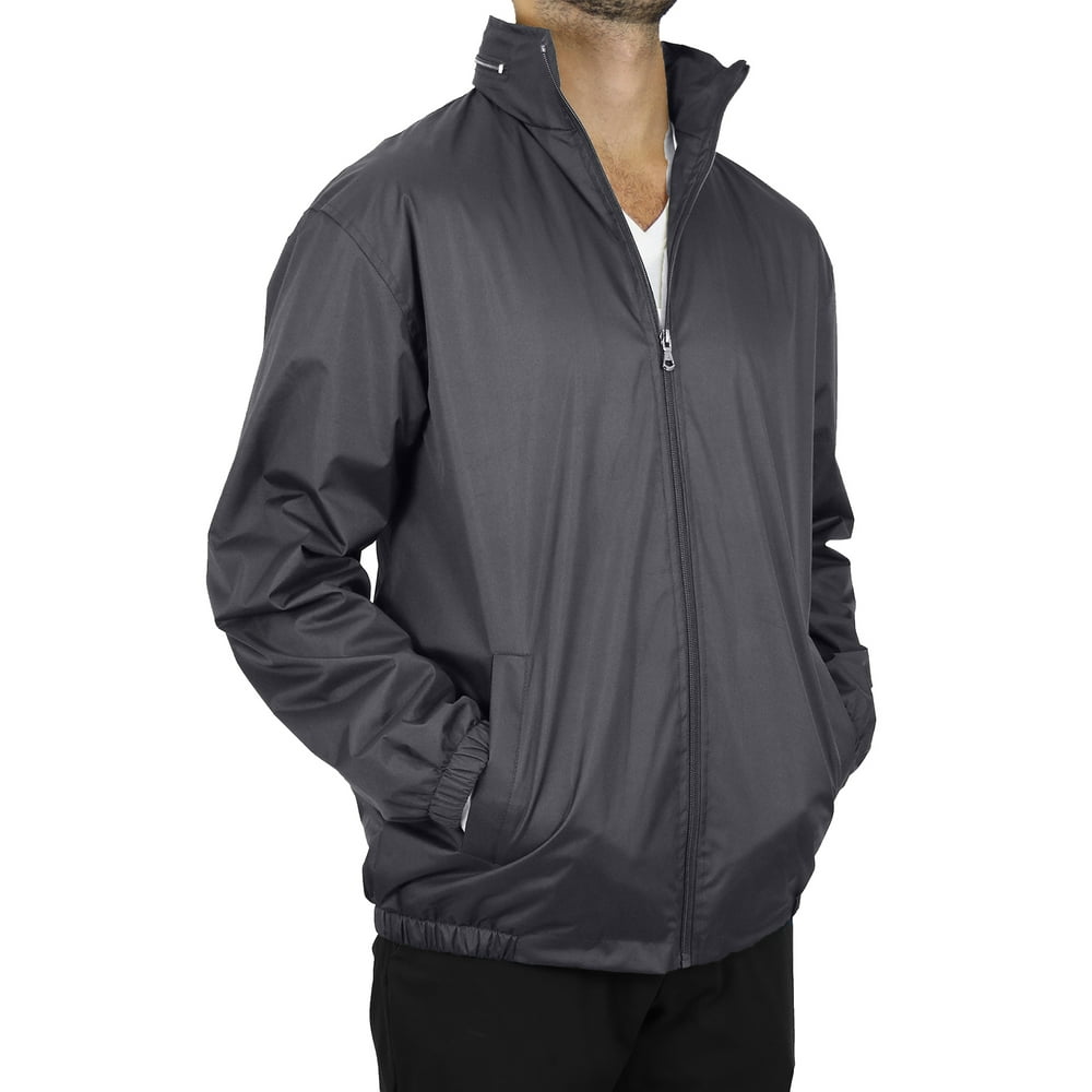 GBH Men’s Fleece Lined Windbreaker Jacket Coat With Tuck In Hood (S