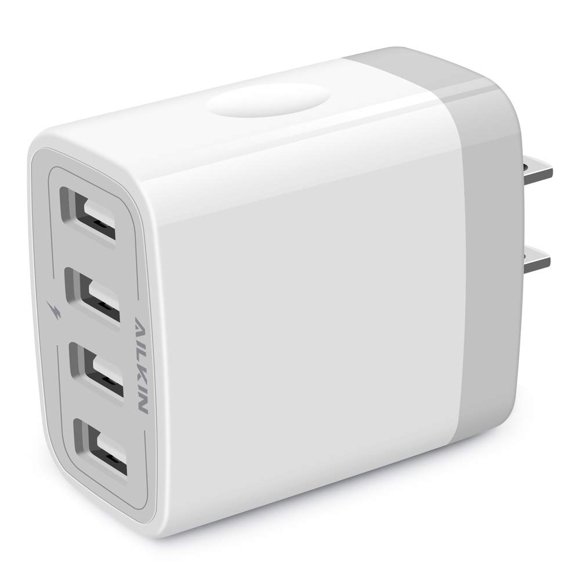 Adaptador de cargador USB AILKIN 4.8A de 4 puertos para iPhone Samsung