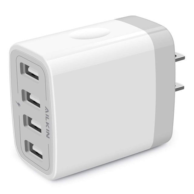 Adaptador de cargador USB AILKIN 4.8A de 4 puertos para iPhone Samsung