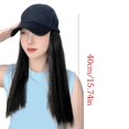 thumbnail image 3 of Fashion Adjustable Baseball Hat Wigs Hair Heat Resistant Hairpiece Hat Natural Looking Headwear for Women Quick Styles Natural Black, 3 of 4