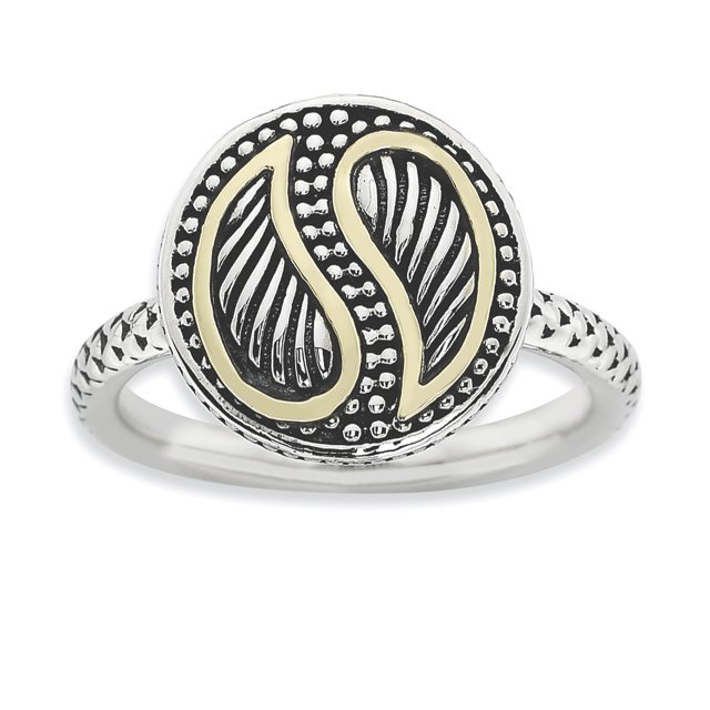 Bague Antique en Argent Sterling & 14k Stackable Expressions Taille 8