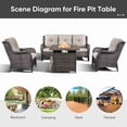 thumbnail image 5 of PARKWELL 4-Piece Outdoor Patio Furniture Set 5-Seat High Back Conversation Set with 30" Fire Pit Table and Deep Seat Wicker Chairs for Patio Garden Deck,Brown Wicker Beige Cushions, 5 of 8
