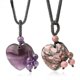 thumbnail image 2 of Collar sencillo de cuentas de cristal natural para mujer, collar de corazón de piedra, cristal morado y rosa, cuerda de cristal transparente, 2 of 5