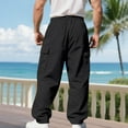 thumbnail image 5 of Qulqfy Stretch Pants Men Elastic Waist Baggy Black Cargo Chinos Twill Holiday Straight Leg Pants Pants for Men XL, 5 of 9