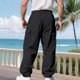 thumbnail image 5 of Ceisia Men's Spring Summer Solid Color Gift Workwear Pants - Straight Leg Tether Waist Zipper Button Pocket Casual Pants, 5 of 9