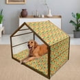 thumbnail image 2 of Jungle Pet House, Elephants Ornate Details Cartoon Jungle Mammal Thailand Zoo Animal, Outdoor & Indoor Portable Dog Kennel with Pillow and Cover, 5 Sizes, Multicolor, by Ambesonne, 2 of 4