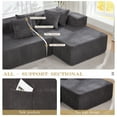 thumbnail image 3 of Vicluke 131" Boneless Memory Foam Sofa with Chaise Lounge, Comfy Corduroy Fabric Modular Sectional Couch, U-Shaped Sofa for Living Room & Apartment, No Assembly Required (Gray), 3 of 8