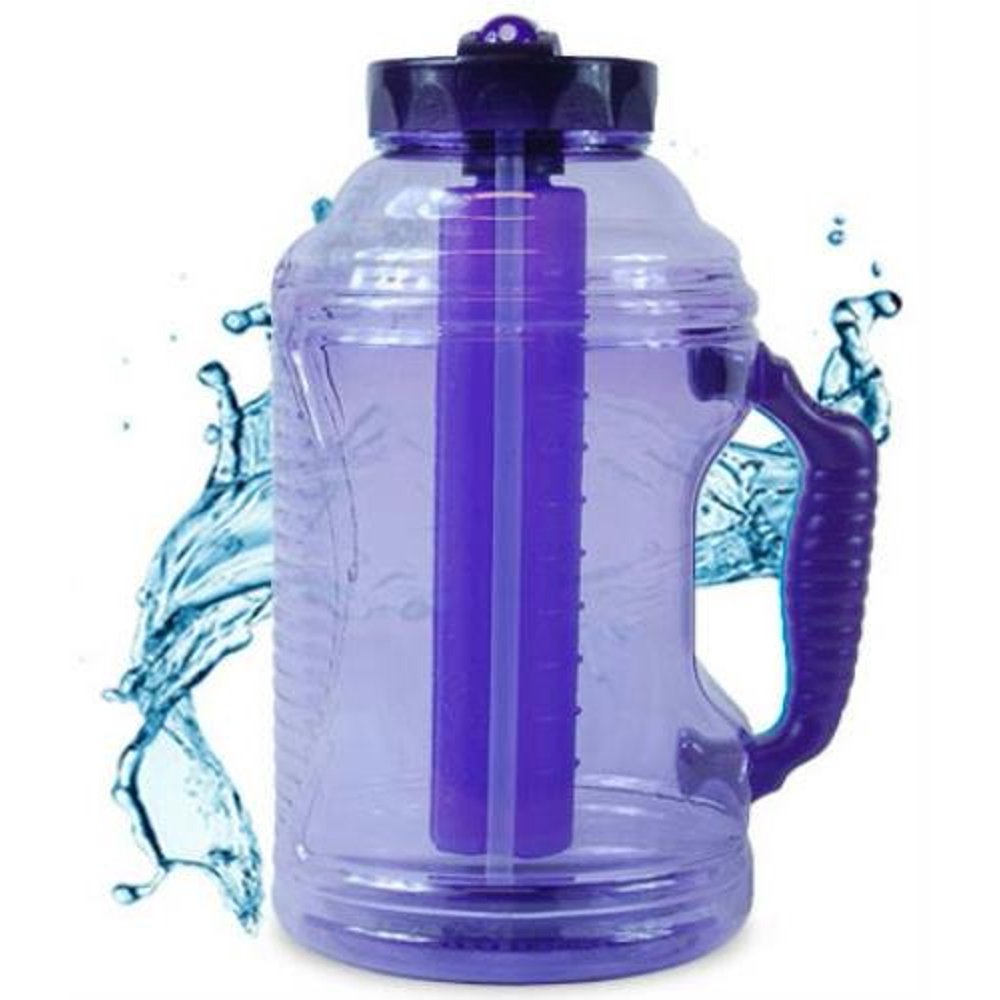 Cool Gear 80 oz EZ Freeze Water Bottle w/ Handle Straw and Ice Pack
