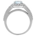 thumbnail image 2 of 10K White Gold Natural Aquamarine Halo Ring Oval 8x6 mm with Diamond Accents, size 6, 2 of 4