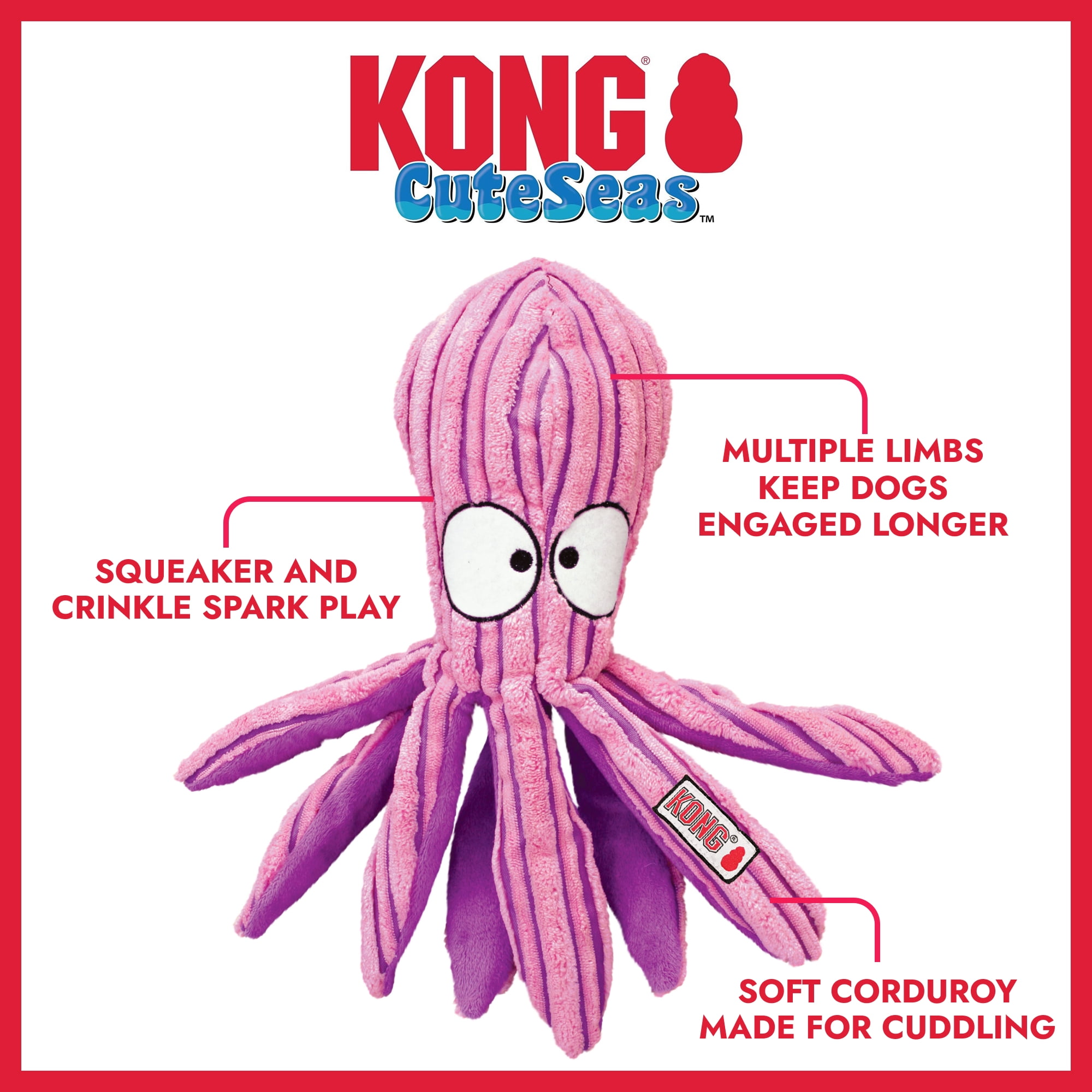 KONG® Cuteseas®Squeaker Dog Toy, Octopus, Medium