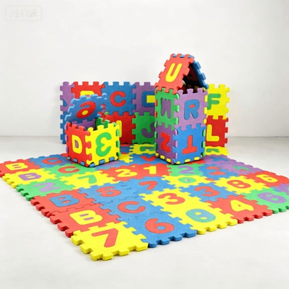36Pcs Foam Number Puzzle Mat – Interlocking Alphabet Floor Puzzle for Kids, Soft Educational Play Mat for Toddlers, Letter Learning Toy