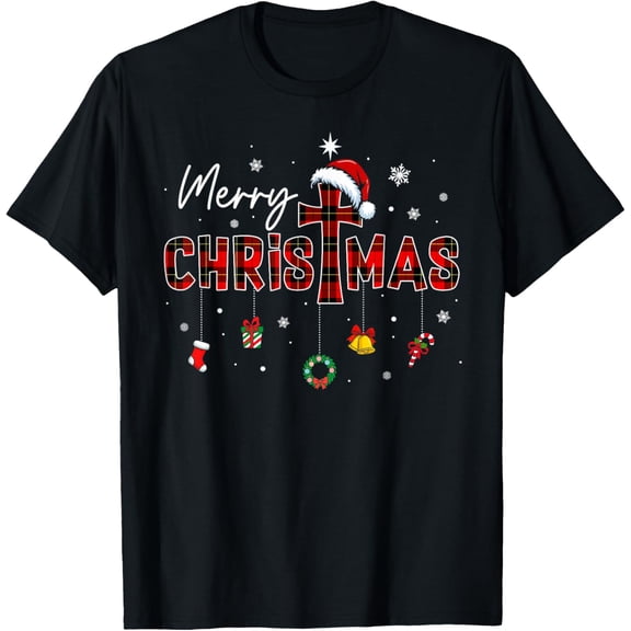 Merry Christmas Xmas Christian Jesus Holiday Family Pajamas T-Shirt- American fashion hot selling casual retro high quality 100% cotton T-shirt 1 piece