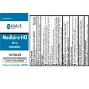 1 Laboratories Meclizine Antiemetic Relieve Sickness 25 mg, 100 ct