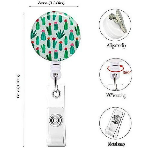 LAICAIW Badge Reel Retractable Badge Holder, Nurse Badge Reels with Alligator  Clip, Name Decorative Badge Clip on ID Card Holders (3pack Cactus) 