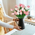 thumbnail image 5 of Artificial Tulips 20 Stems Real Touch PU Faux Flowers Gradient Pink Bouquet for Wedding Home Decor Kitchen Table Vase Centerpieces Spring Easter Valentine’s Day Gift 13 Inch, 5 of 9