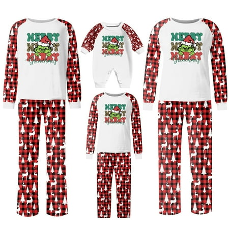 

Grinch Christmas Pajamas Grinch Holiday Christmas Pajamas Family Matching Pjs Set Xmas Jammies for Couples Youth Baby 6 Months Baby