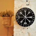 thumbnail image 4 of Norse Rune Compass Unique Quartz Wall Clock Vikings Vegvisir Symbol Runes Acrylic Vegvisir Compass Clock, 4 of 7