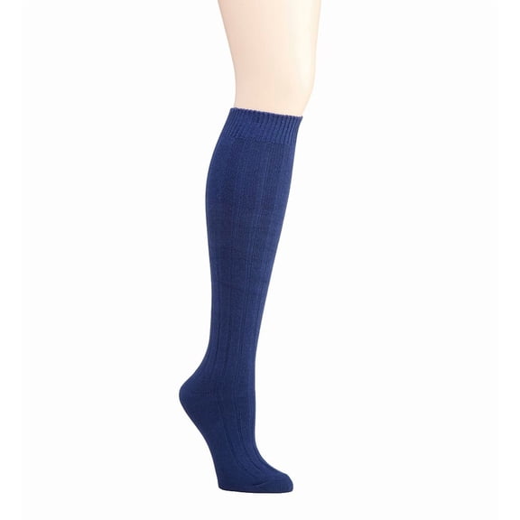 MeMoi Ribbed Cotton Blend Knee High Socks - Womens - Female, One Size, Peacoat