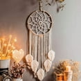 thumbnail image 1 of Attrape-Rêves Bohème Fait Main - Grand Attrape-Rêves Macramé avec Pompons pour Décoration de Chambre, 1 of 5