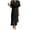 Black2, variant on Cotton Linen Maxi Dress for Women Short Sleeve Shirt Sundress Button down Lapel Casual Dresses