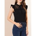 thumbnail image 5 of Allegra K Women's Ruffle Neck Keyhole Back Butterfly Sleeveless Bow Tie Blouse, 5 of 6