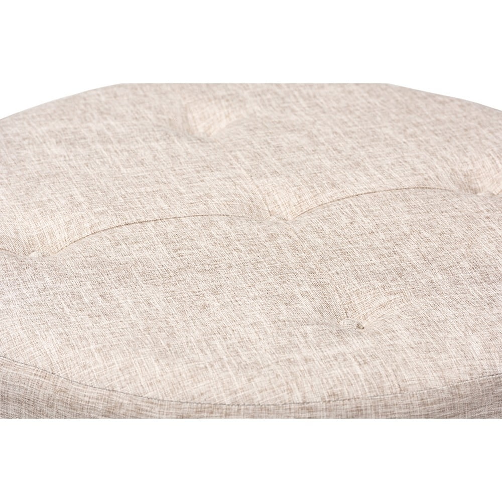 Baxton Studio Vinet Modern and Contemporary Beige Fabric Upholstered Natural Wood Cocktail Ottoman