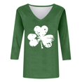 thumbnail image 4 of Women's St Patricks Day Shirt 3/4 Sleeve Tshirt Irish Outfit Basic Tees Irish Shamrock Graphic Shirts Green Clover T-Shirts V Neck Irish Clover Tshirts Shamrock Print Shirts S-3XL, 4 of 4
