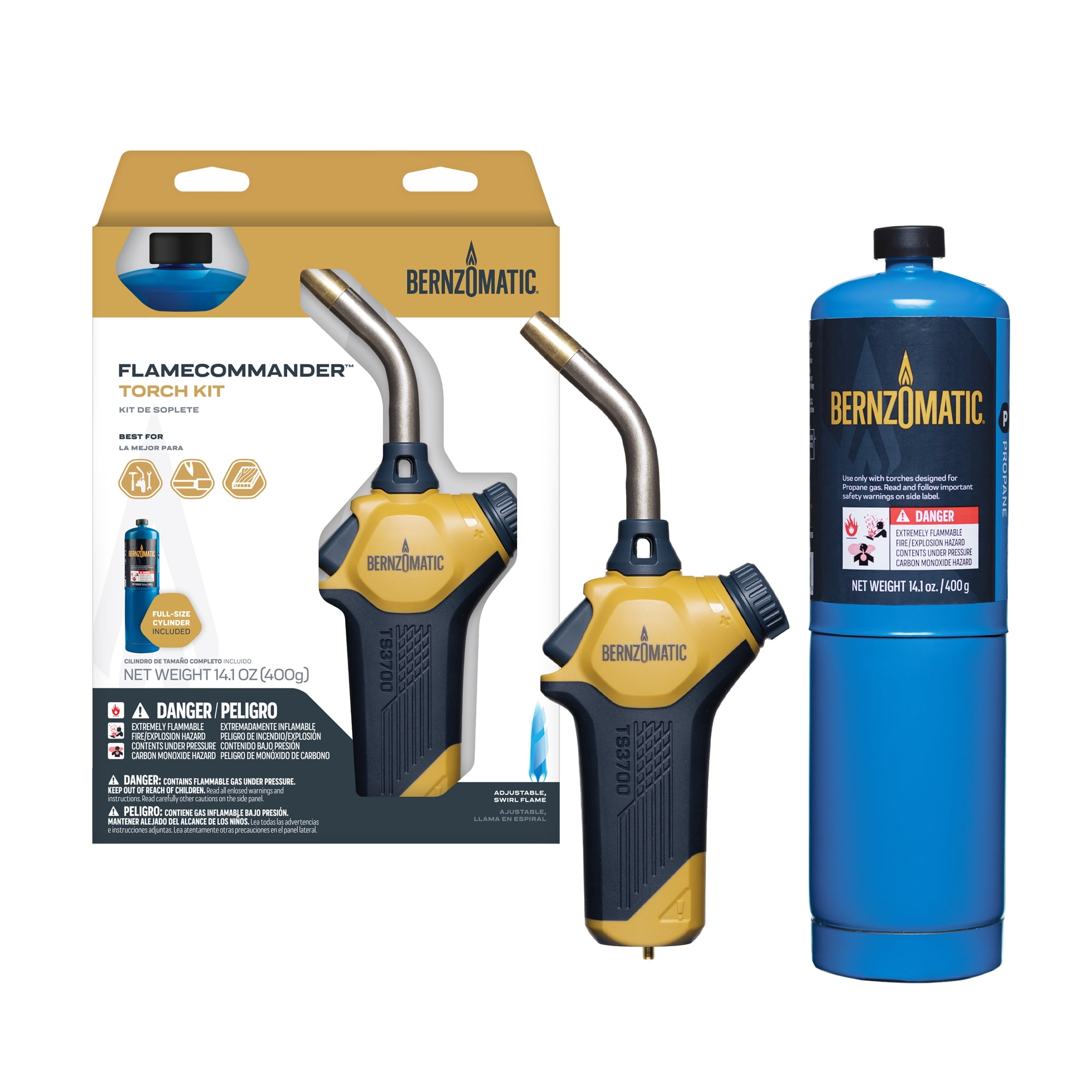 (3 pack) Bernzomatic Flame Commander Propane Torch Kit for Soldering, Heating & DIY Repair Projects