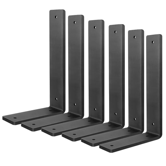 Heavy Duty Shelf Brackets 6 Inch (6 Pack), Rustic L Floating Shelf Brackets, Wall Shelf Bracket for DIY Decorative with Mounting Hardware