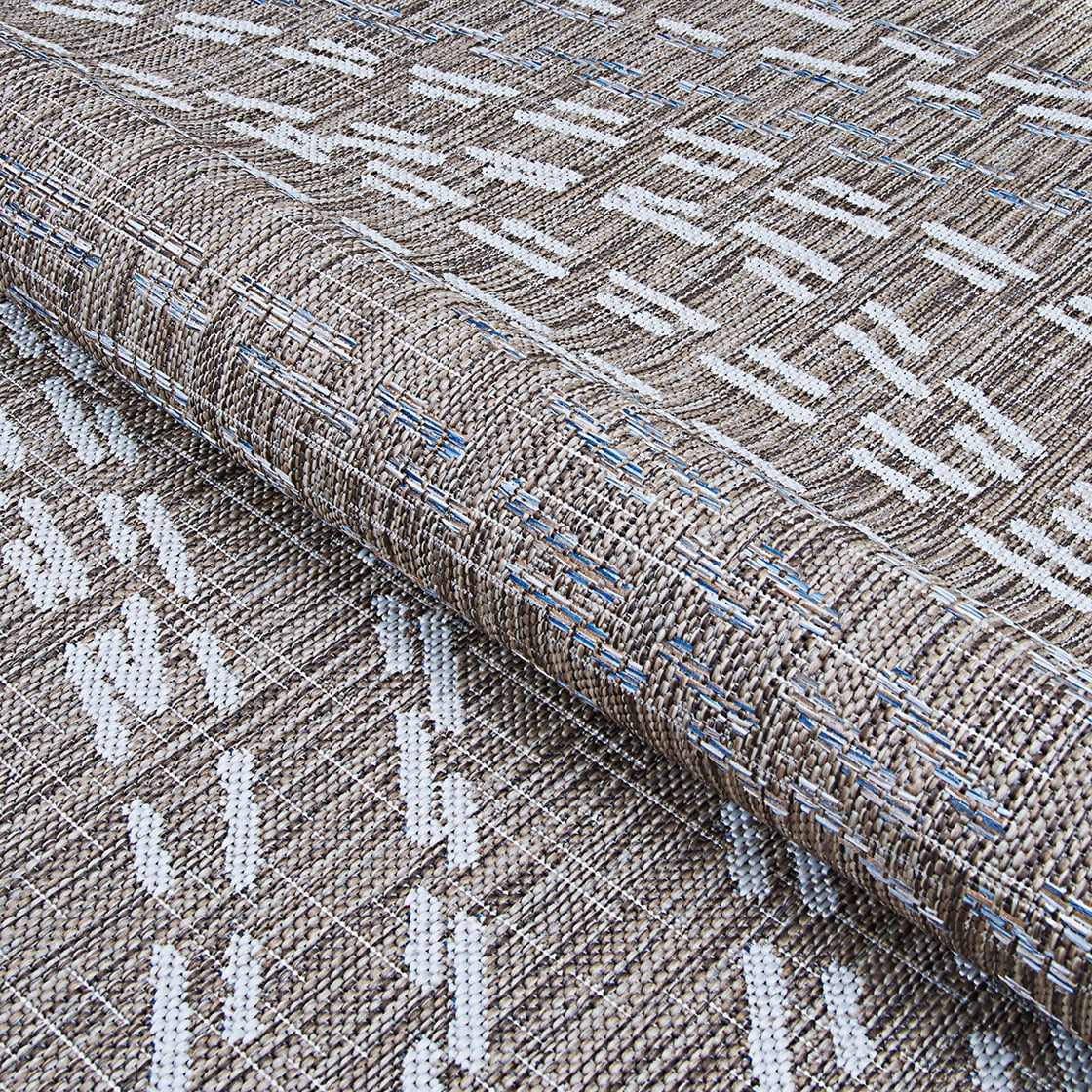 Couristan 8' x 10' Beige and Gray Abstract Outdoor Rug