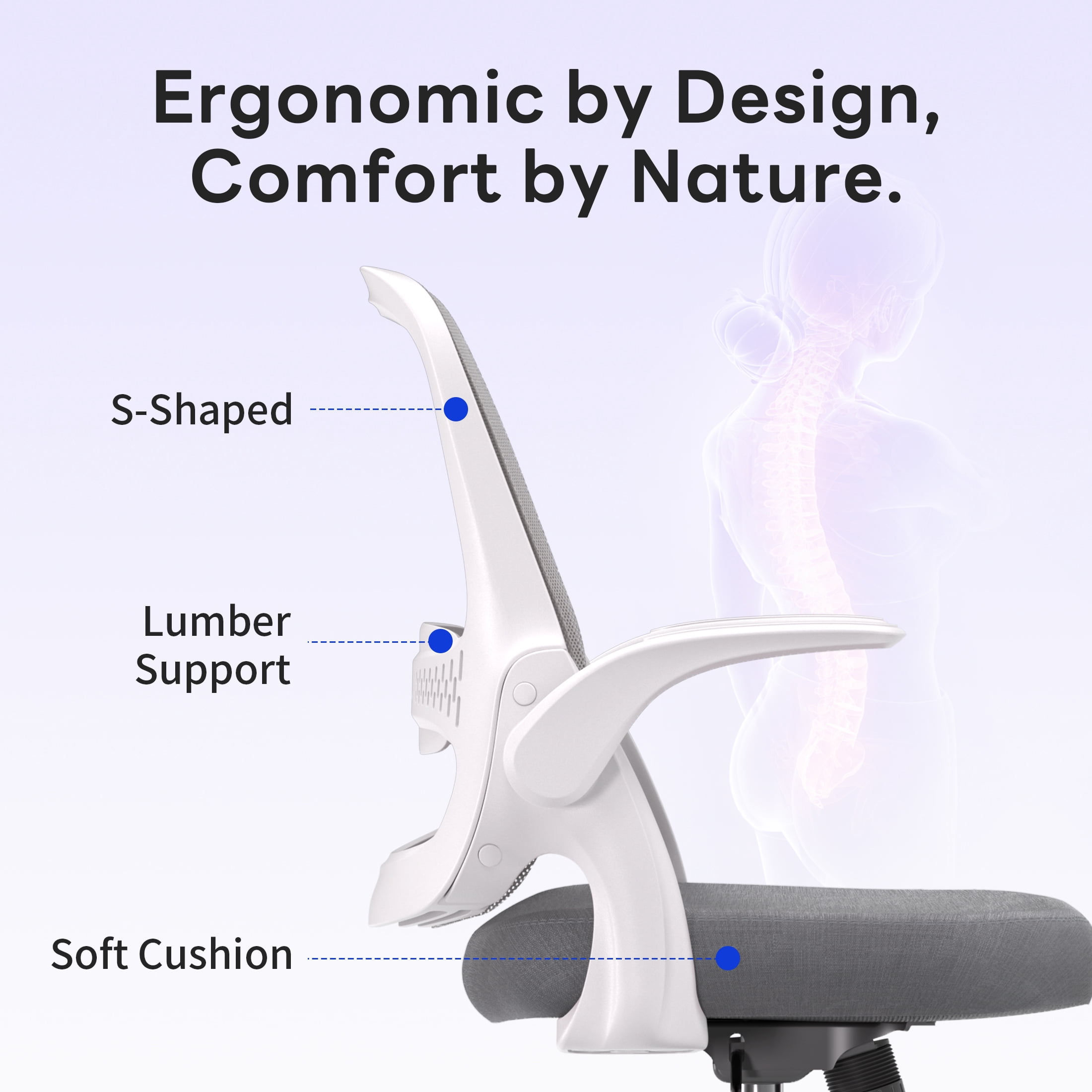 TMV Ergonomic Mesh Office Chair - High Back Gaming Desk Chair, Computer Chair with Lumbar Support & Wheels, Modern Vanity Chair for Home Office,Living Room,Bedroom,Grey