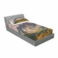 thumbnail image 3 of Ambesonne Nature Fitted Sheet & Pillow Sham Set, Mountain Forest Scenery, Full, Multicolor, 3 of 3