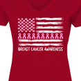 thumbnail image 4 of Inktastic Breast Cancer Awareness Pink Ribbons and Flag Women's V-Neck T-Shirt, 4 of 5