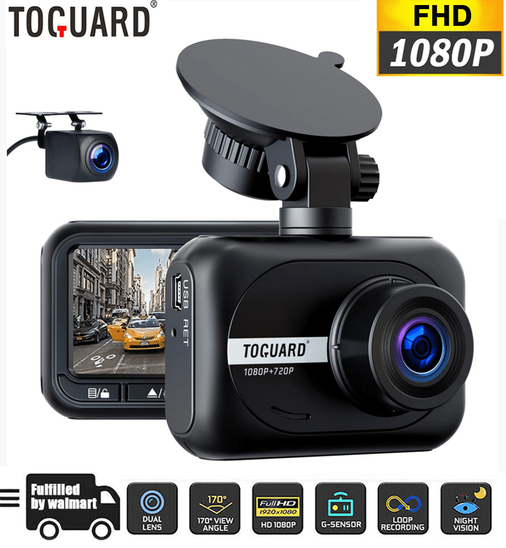 Dual Dash Cam for Cars, TOGUARD Dual Lens Front and Rear Dash Camera FHD 1080P Car Video DVR