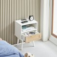 thumbnail image 4 of Algherohein Set of 2 Rattan White Finish Wood Nightstands 1 Drawer with Socket USB for Bedroom,Adult, 4 of 8