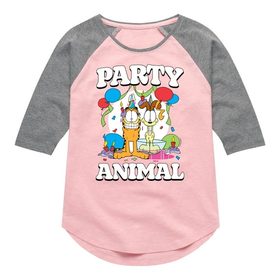 Garfield - Party Animal - Toddler & Youth Girls Raglan Graphic T-Shirt