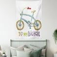 thumbnail image 4 of Cartoon Tapestry Wall Hanging "I Love My Bicycle" Quote Print with A Little Fashionable Kids Bike with Pedals Cartoon Decor, Bedroom Living Room Dorm Decor, 40W X 60L Inches, Multi, by Ambesonne, 4 of 5