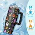 thumbnail image 4 of Halloween Tumbler 30 oz with Handle and Straw Haunted Pumpkin Skeleton Tumbler Halloween Party Gifts Insulated Bottle, 4 of 5