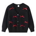 thumbnail image 3 of Gubotare Girls Cardigan Girls Knitted Sweater Cardigan Crew Neck Long Sleeve Button Tops 3T 4T (Black,3-4 Years), 3 of 9