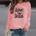 thumbnail image 2 of ibuvkizy Womens Sweatshirt Casual Valentine's Day Printed Long Sleeved Round Neck Top/shirt Pink,M, 2 of 8