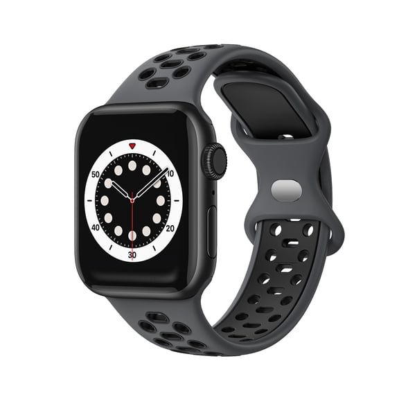 MMOBIEL Sport Watch Band Compatible with Apple Watch Band 42mm 44mm 45mm 49mm - Silicone Breathable Wristband Replacement Strap Compatible with iWatch Series Ultra / 2, 9 8 7 6 5 4 3 2 1 SE – Black