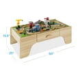 thumbnail image 7 of Best Choice Products Kids 70-Piece Train Table, Large Multipurpose Wooden Playset w/ Reversible Table Top - Natural, 7 of 7