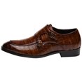 thumbnail image 3 of Santimon Men Dress Double Monk-straps Shoes Crocodile Pattern Slip On Casual Business Leather Shoes Brown 7 US, 3 of 8