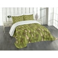 thumbnail image 3 of Ambesonne Deer Quilted Bedspread Set 3 Pcs, Forest Creatures Moose, King Size, Green Tan Brown, 3 of 5
