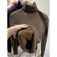 thumbnail image 4 of Suéter de cuello alto para mujer, Jersey de punto elegante, grueso, forrado de terciopelo, cálido, Tops delgados, Jersey de punto, nuevo, Invierno, 4 of 4