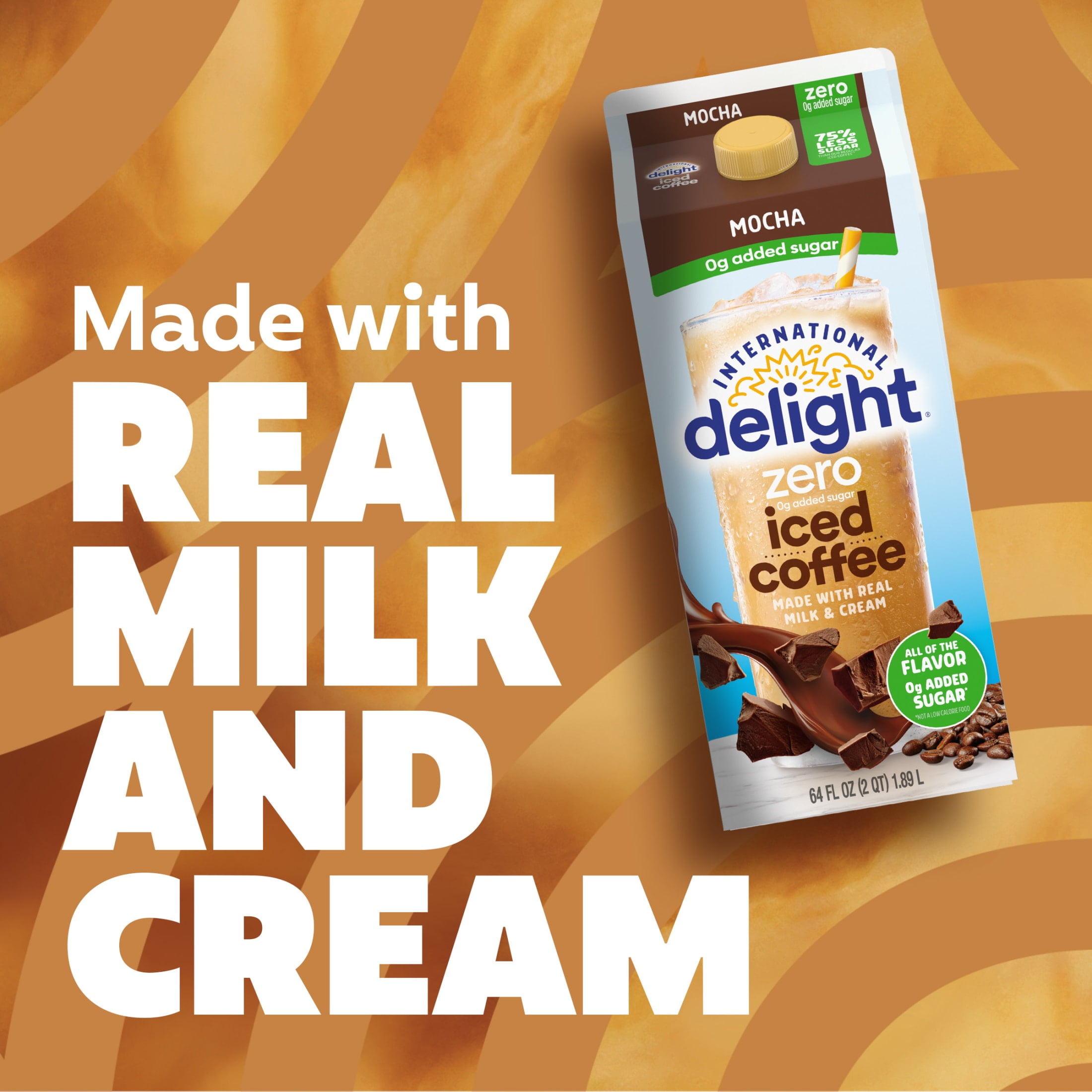 International Delight Zero Ready to Drink 0g Added Sugar, Mocha Iced Coffee, 64 fl oz Carton