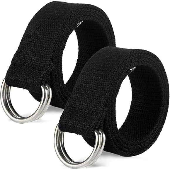 Pack Men's Canvas Belts, No Hole Belt, Adjustable Fabric Belt, Work Belt, Double D-Ring Belt, Casual Belts, Braided Belt, for