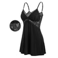 thumbnail image 2 of Qylux Women's Lingerie Sexy Lace Babydoll – Sheer Nightgown Sleepwear Black XL, 2 of 8