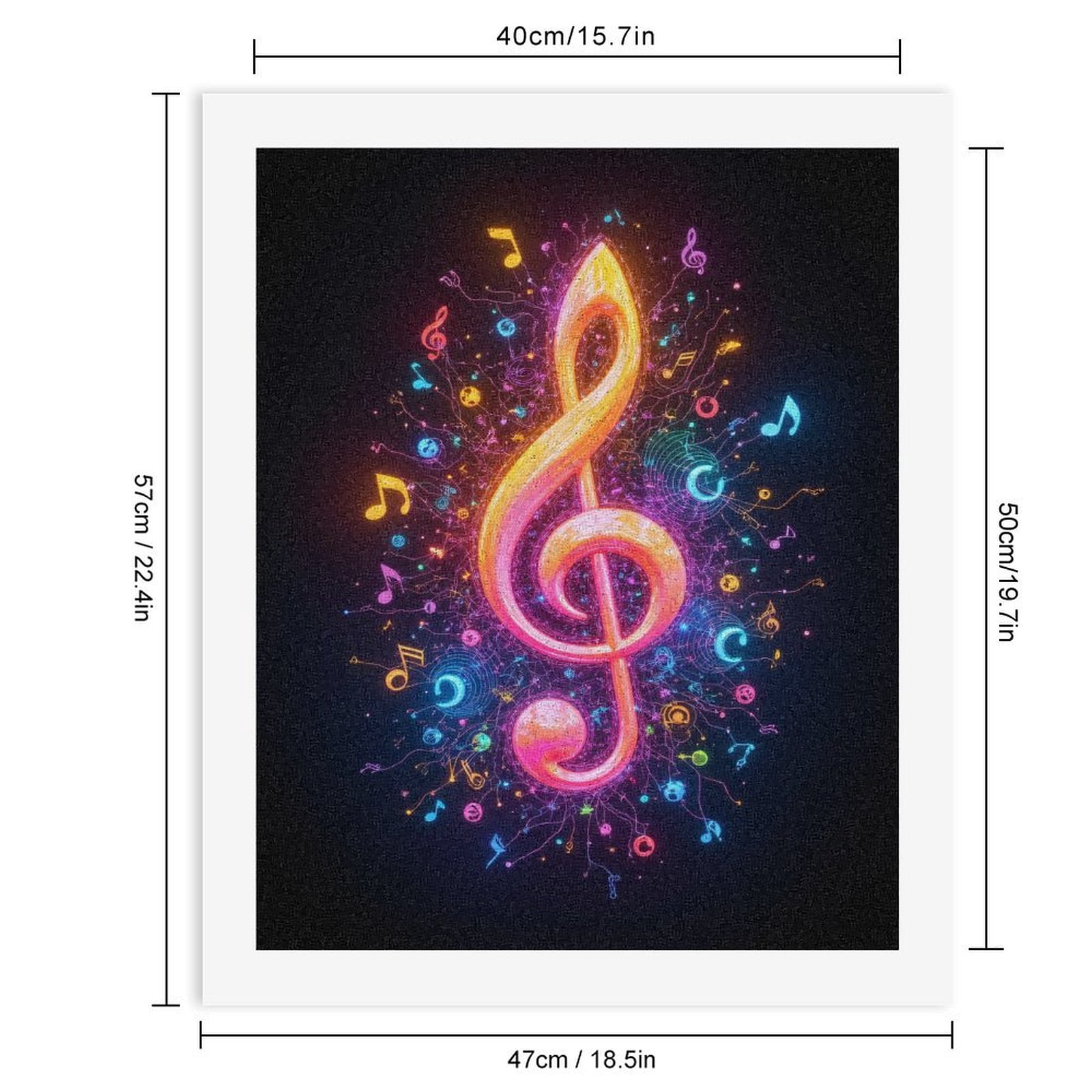Paint By Numbers Kit for Adults Beginner - DIY Neon Musical Notes Vibrant Art Canvas Painting Kits for Adults, Frameless Paint By Number for Adults for Home Wall Decor 16x20 Inch