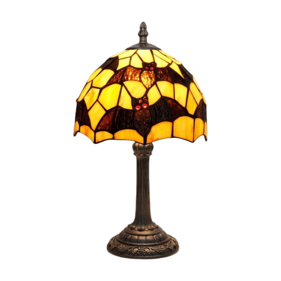 Stained Glass Table Lamp Bedroom Bedside Reading Desk Light for Office Dormitory Bar Decorate Retro Style Nightstand Lamps